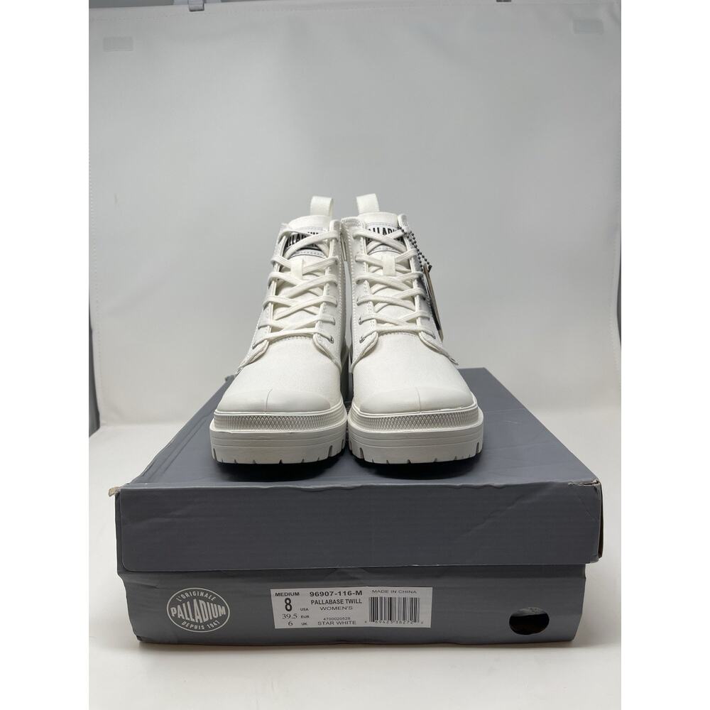 Palladium Shoe Women's 8M Pallabase Twill Star White 96907-116-M Retail $170